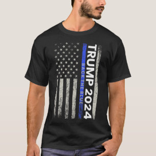 2024 Back The Blue Thin Blue Line Police American  T-Shirt