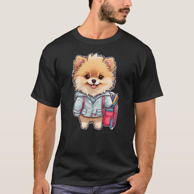 2024 Back to School Cute Pomeranian Dog First Kind T-Shirt (Front)