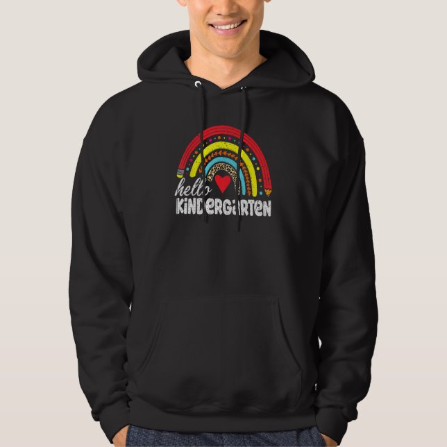 2024 Back To School Hello Kindergarten Teacher Rai Hoodie (Front)