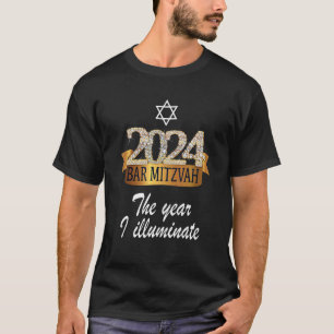 2024 Bar Mitzvah Quote Festive Black Yellow Decor T-Shirt