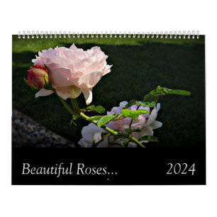 2024 Beaux Roses2 Deux pages Calendrier grand mur