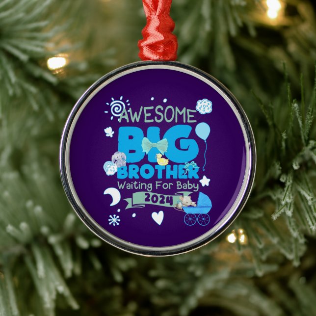 2024 Big Brother Waiting for New Baby Metal Ornament (Tree)