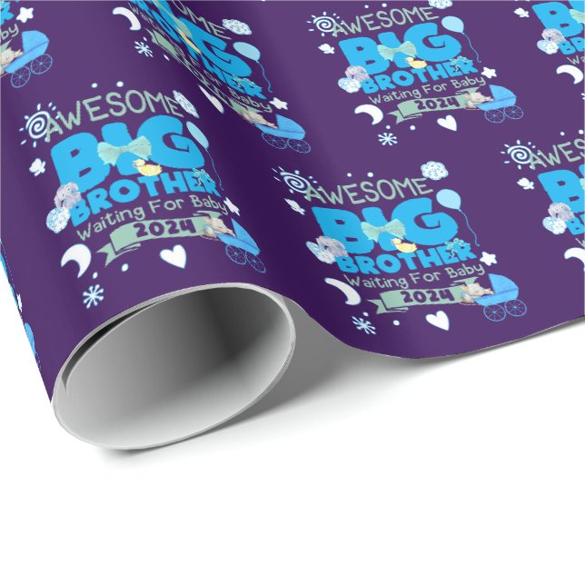 2024 Big Brother Waiting for New Baby Wrapping Paper (Roll Corner)