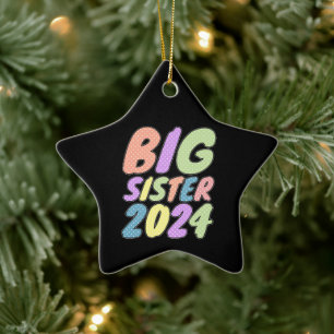 2024 Big Sister Girly Dots Ceramic Ornament