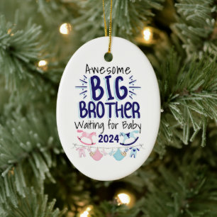 2024 Big Sister Waiting for New Baby Sibling Ceramic Ornament