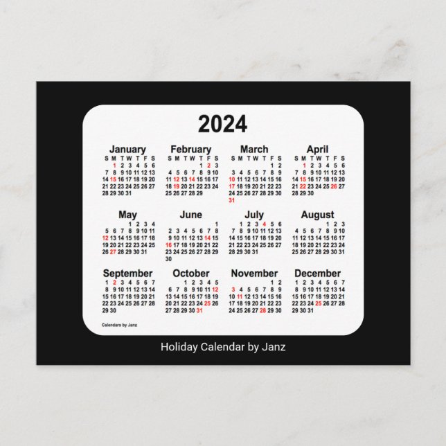 2024 Black Holiday Mini Calendar by Janz (Front)