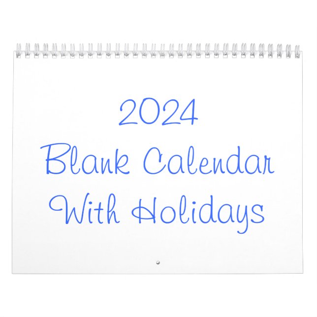 2024 Blank Calendar With Holidays (Cover)
