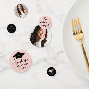 2024 Blush Pink Custom Photo Graduation Party Confetti