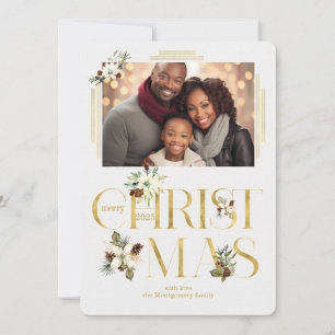 2024 Botanical Christmas Text Single Photo Holiday Card