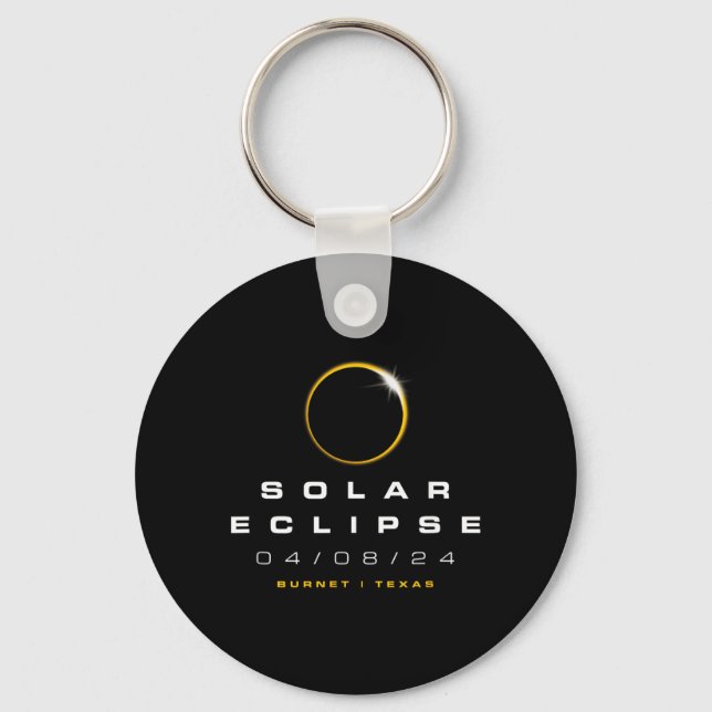 2024 Burnet Texas Solar Eclipse Keychain (Front)
