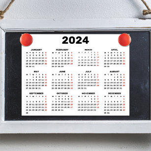 2024 Calendar 12 Month Black & White Office Wall Photo Print