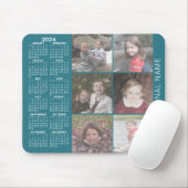 2024 Calendar - 6 photo collage - blue Mouse Pad (With Mouse)