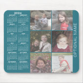 2024 Calendar - 6 photo collage - blue Mouse Pad (Front)