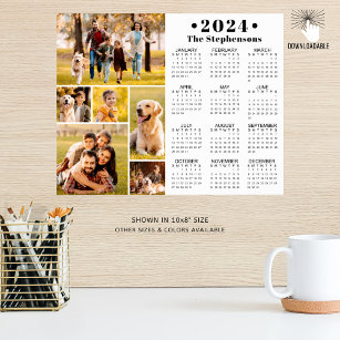 2024 Calendar 6 Photo Collage Personalized Poster