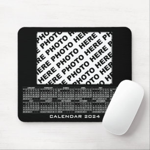 2024 Calendar Add 1 Photos Mousepad Black