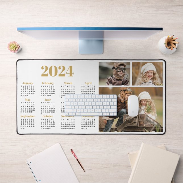 2024 Calendar and Photo Collage Desk Mat (Office 1)