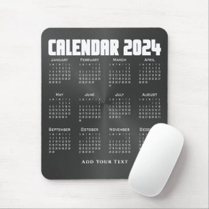 2024 Calendar - Black Mouse Pad