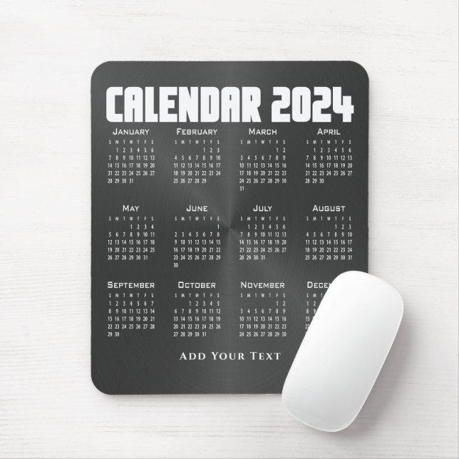 2024 Calendar - Black Mouse Pad (With Mouse)