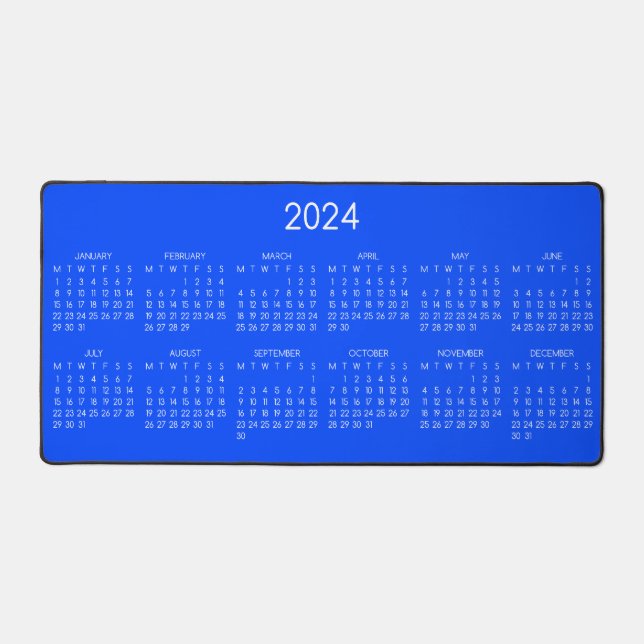 2024 Calendar Blue Colour Background Desk Mat (Front)