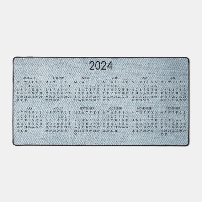 2024 Calendar Blue Denim Photo Desk Mat (Front)