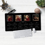 2024 Calendar Classic Modern Photo Collage Desk Mat<br><div class="desc">2024 Calendar Full Year Minimalist Classic Style Desk Mat Mouse Pad featuring your name and 4 of your favourite photos! 🌟This is for 2024🌟 This version is in chic black and white, but the colours can easily be customized! Please contact us at cedarandstring@gmail.com if you need assistance with the design...</div>