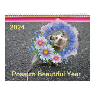 2024 Calendar Colourful Frog Opossum Floral