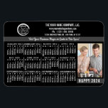 2024 Calendar Custom Business Logo Name Photo Blk Magnet<br><div class="desc">These professional-looking 2024 calendar flexible magnets are perfect for your company office branding and marketing. They have bold numbers in white on black. Above that, brand your business with your corporate logo, business name, website, phone, address, and a slogan. To the right of the calendar, add a vertical photo. You...</div>
