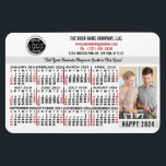 2024 Calendar Easy Custom Business Logo Name Photo Magnet<br><div class="desc">These professional-looking 2024 calendar flexible magnets are perfect for your company office branding and marketing. They have bold numbers in black and red on white. Above that, brand your business with your corporate logo, business name, website, phone, address, and a slogan. To the right of the calendar, add a vertical...</div>