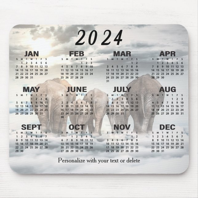 2024 Calendar - Elephant Butt Family  Mouse Pad (Front)
