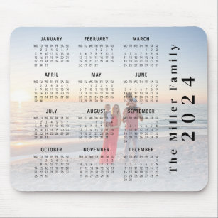 2024 calendar Family photo full overlay Mouse Pad
