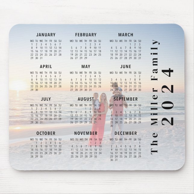 2024 calendar Family photo full overlay Mouse Pad (Front)