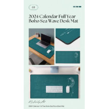 2024 Calendar Full Year Boho Dusty Rose Desk Mat