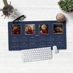 2024 Calendar Full Year Modern Photo Collage Desk Mat<br><div class="desc">2024 Calendar Full Year Minimalist Classic Style Desk Mat Mouse Pad featuring your name and 4 of your favourite photos! 🌟This is for 2024🌟 This version is in chic navy blue, but the colours can easily be customized! Please contact us at cedarandstring@gmail.com if you need assistance with the design or...</div>
