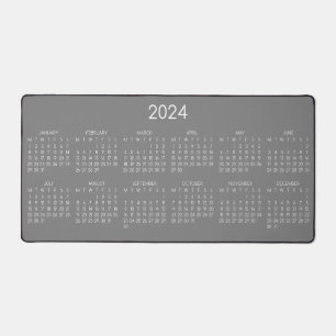 2024 Calendar Grey Grey Colour Background Desk Mat