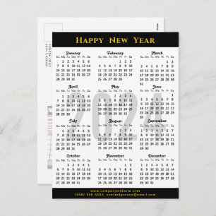 2024 Calendar Modern Black Gold Business Photo Holiday Postcard