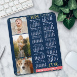 2024 Calendar Navy Coral Gold Family Photo Collage Mouse Pad<br><div class="desc">Celebrate 2024 with this preppy photo collage calendar. With easy-to-read dates in bold white, this beautifully simple calendar has the words "2024" and "LOVE" in faux gold glitter with a bright coral pink bar along the bottom for your personalized family name or other text. The background is navy blue. Vertically...</div>