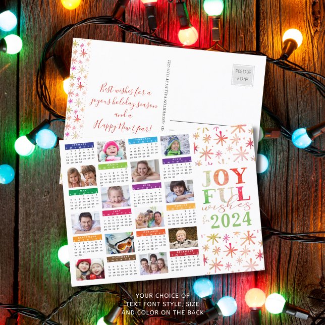 2024 Calendar Photo Collage Christmas & New Year Postcard (Creator Uploaded)