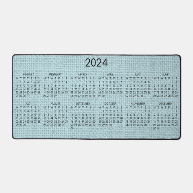 2024 Calendar Rustic Burlap Image Any Colour Desk Mat (Front)