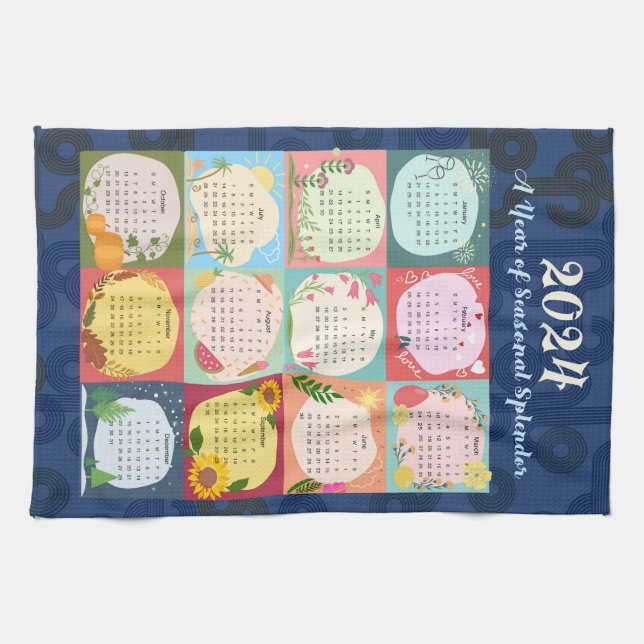 2024 Calendar Seasonal Splendour Kitchen Towel (Horizontal)