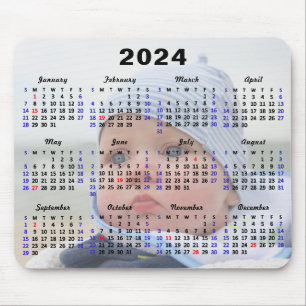 2024 Calendar US Holidays Full Photo Minimalist Mouse Pad