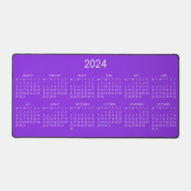 2024 Calendar Violet Colour Background Desk Mat (Front)