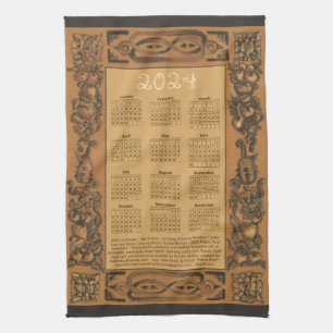 2024 Calendar Windsor Castle Grinling Gibbons Wood Kitchen Towel