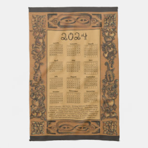 2024 Calendar Windsor Castle Wood Inspired Frame Kitchen Towel