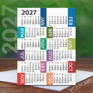2024 Calendar with funky colorful months Postcard