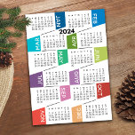 2024 Calendar with funky colorful months Postcard<br><div class="desc">New Year - New You -- A colorful,  fun calendar for the new year. This modern design with crazy design and full year calendar with be a positive start to the best year ever.</div>