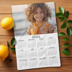 2024 Calendar with Photo Basic Grey White Kitchen Towel