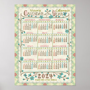 2024 Calendar Year Victorian Art Nouveau Custom Poster