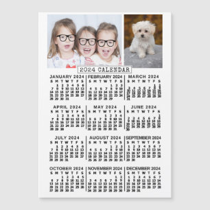2024 Calendar Year White Photo Template Magnet