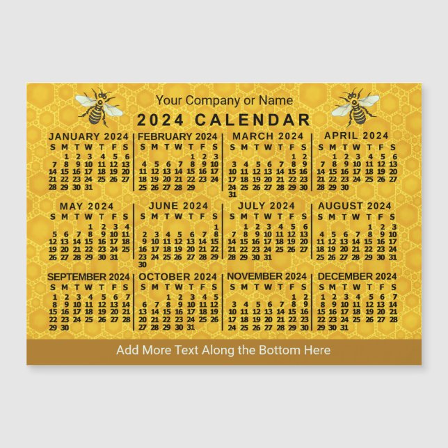 2024 Calendrier Bee Honeycomb Apiary Magnet person (Devant)