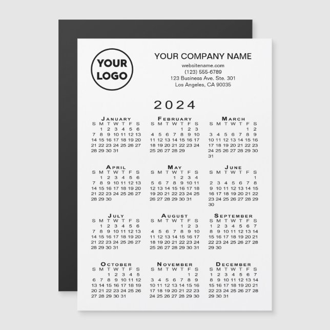2024 Calendrier Business Logo Texte Blanc Magnet C (Devant / Derrière)
